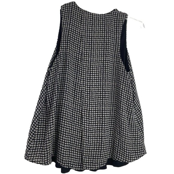 Ann Taylor LOFT Womens Blouse Black White V Neck Flowy Shift Split Back Lined PL - Picture 2 of 10